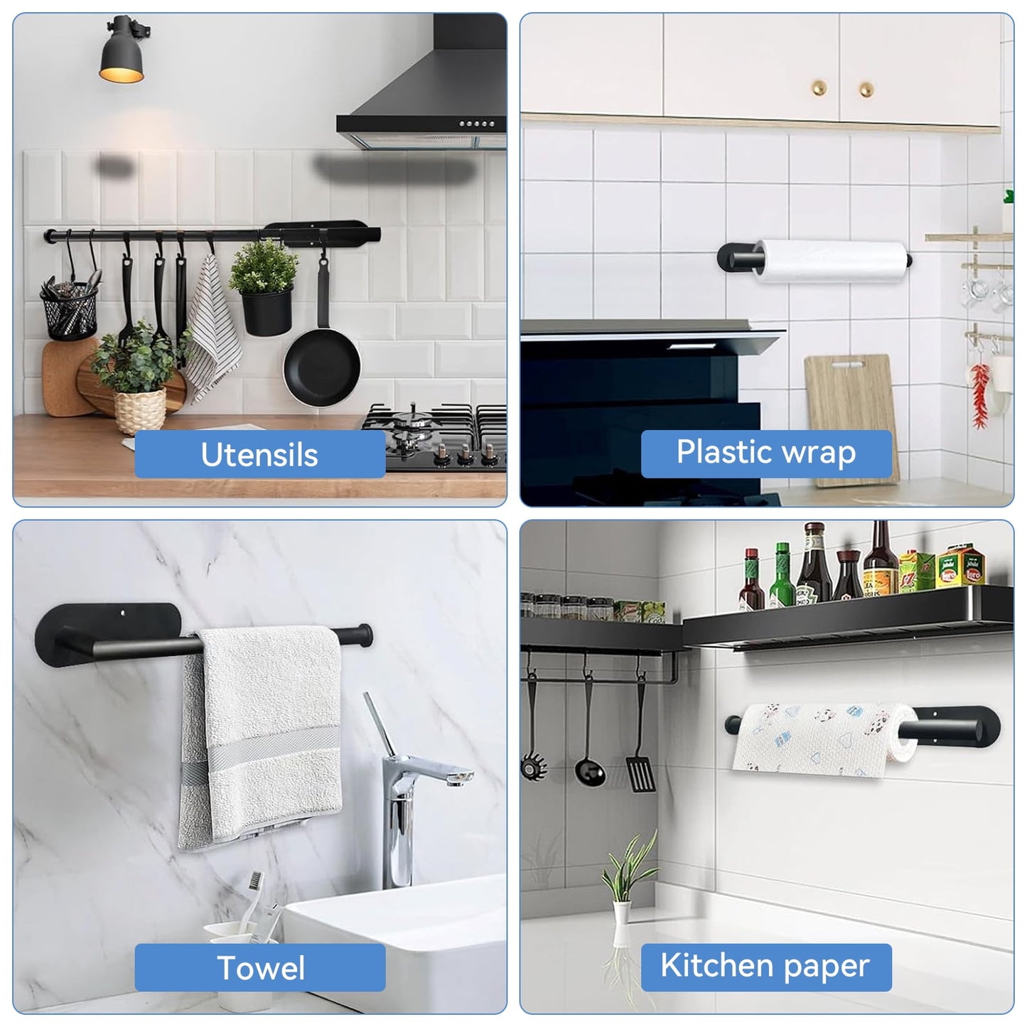 TORIO Wall-Mounted Towel & Paper Towel Holder - Stainless Steel, Easy Install, Space-Saving