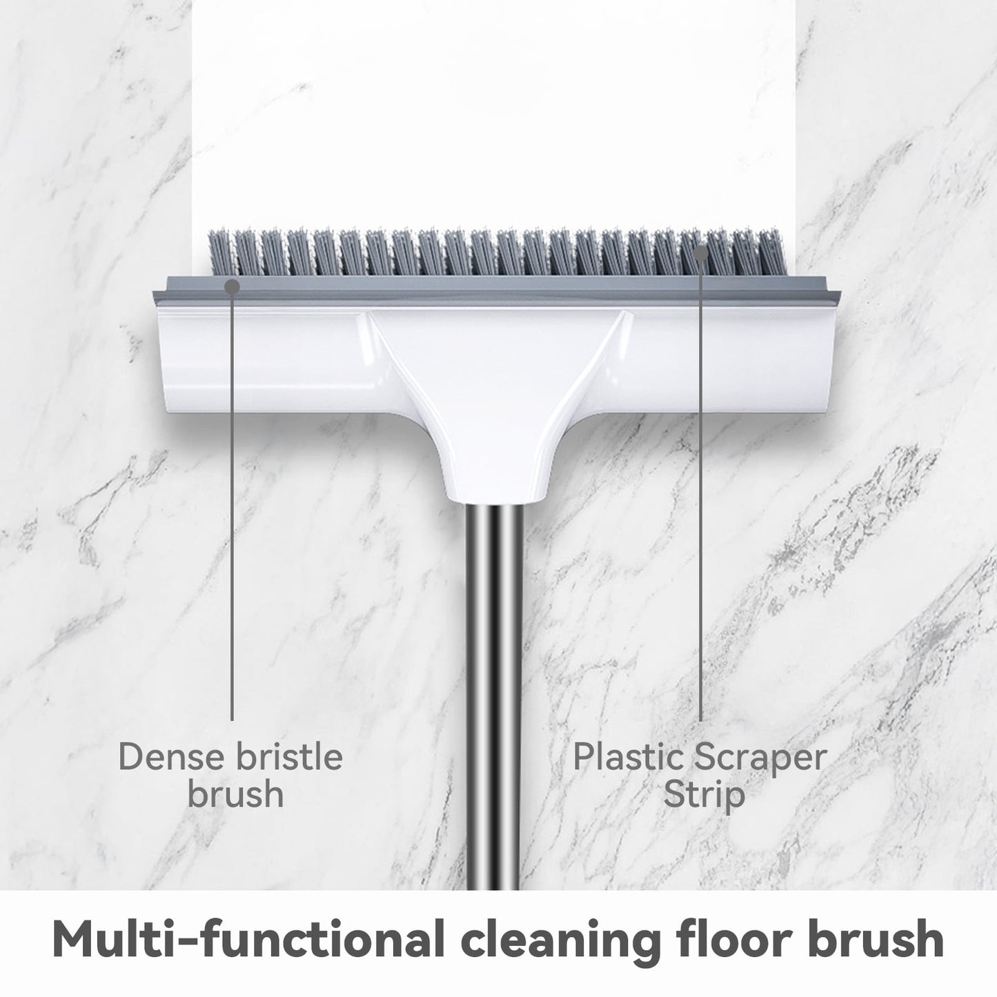 Scrub Brush with Long Handle, Fuvuan 2-in-1 Stiff Bristles Floor Scrubber for Cleaning Tile Shower Carpet Deck Kitchen
