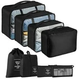 8PCS Packing Cubes for Travel, Luggage Organizer Bags for Family, Compression Pouches Clothes Suitcase, Storage Bags for Travel Accessories, Black