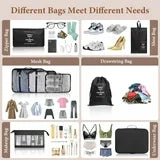 8PCS Packing Cubes for Travel, Luggage Organizer Bags for Family, Compression Pouches Clothes Suitcase, Storage Bags for Travel Accessories, Black