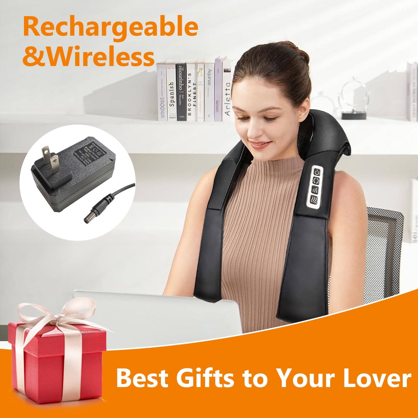Back Shoulder and Neck Massager with Heat, Gifts for Men Women