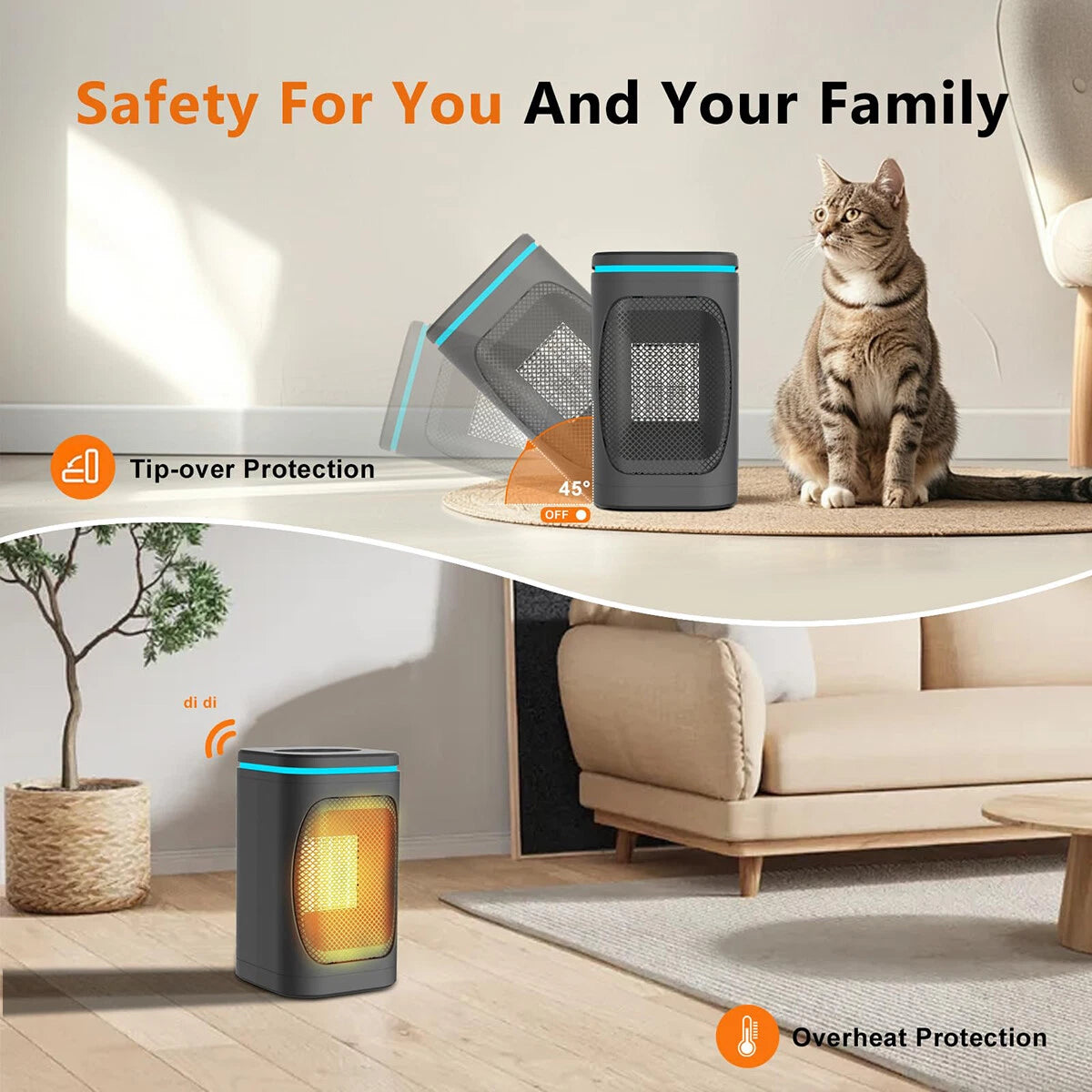 Space Heaters for Indoor Use, Electric Heater with Remote for Bedroom Large Room