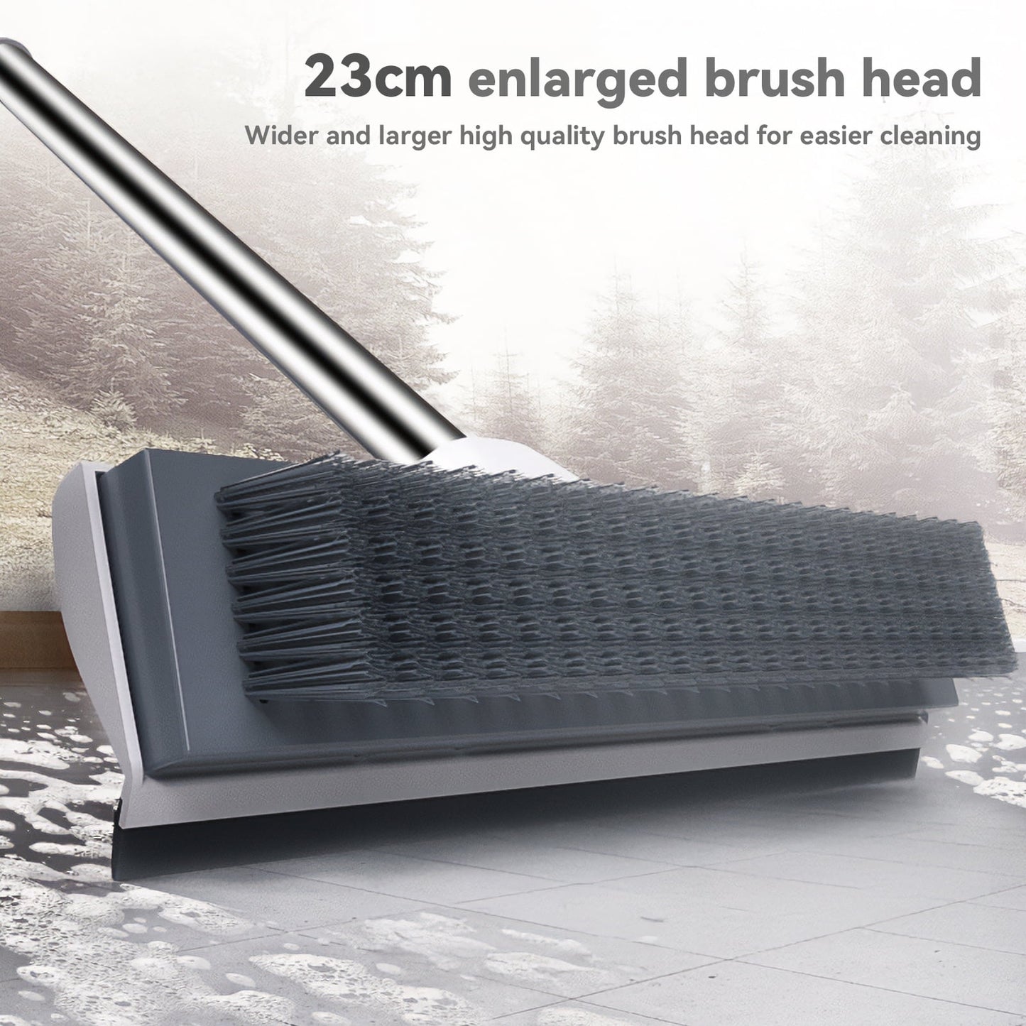 Scrub Brush with Long Handle, Fuvuan 2-in-1 Stiff Bristles Floor Scrubber for Cleaning Tile Shower Carpet Deck Kitchen