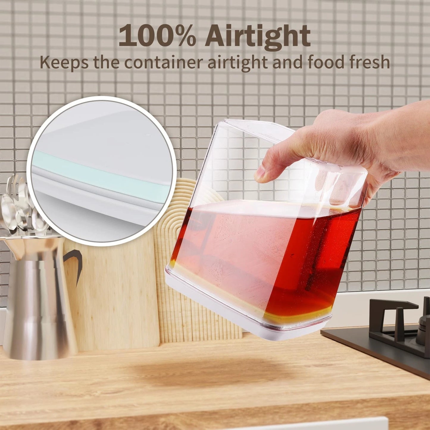 Airtight Food Storage Containers with Lids - 6 PC BPA Free Clear Plastic Cereal Containers with Easy Lock Lids