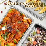Kailwokk 2 Piece Baking Cookie Sheet Set,16" x 12" Stainless Steel Food Baking Tray,Non Stick Rectangle Metal Flat Bakeware Dishwasher Safe