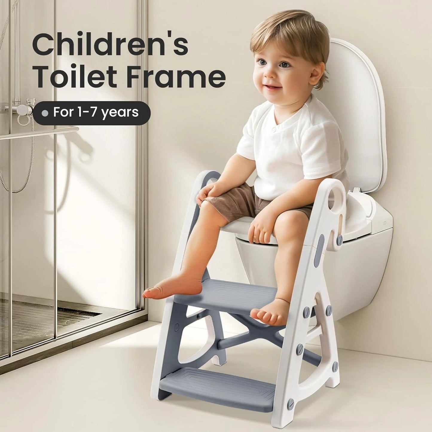 Toddler Toilet Seat with Steps - Adjustable Potty Seat with Steps & Splash Guard