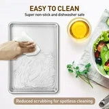 Kailwokk 2 Piece Baking Cookie Sheet Set,16" x 12" Stainless Steel Food Baking Tray,Non Stick Rectangle Metal Flat Bakeware Dishwasher Safe
