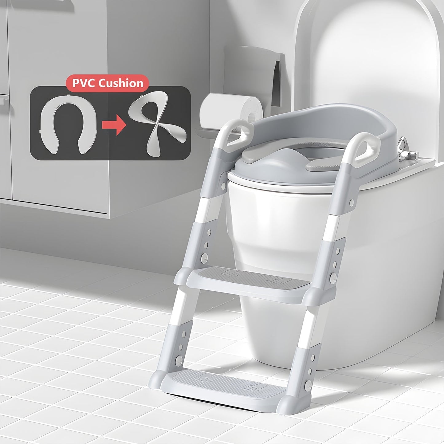 AMBLER 2-in-1 Potty Training Seat with Step Stool Ladder | Anti-Slip | For Boys & Girls Toddlers