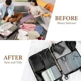8PCS Packing Cubes for Travel, Luggage Organizer Bags for Family, Compression Pouches Clothes Suitcase, Storage Bags for Travel Accessories, Black