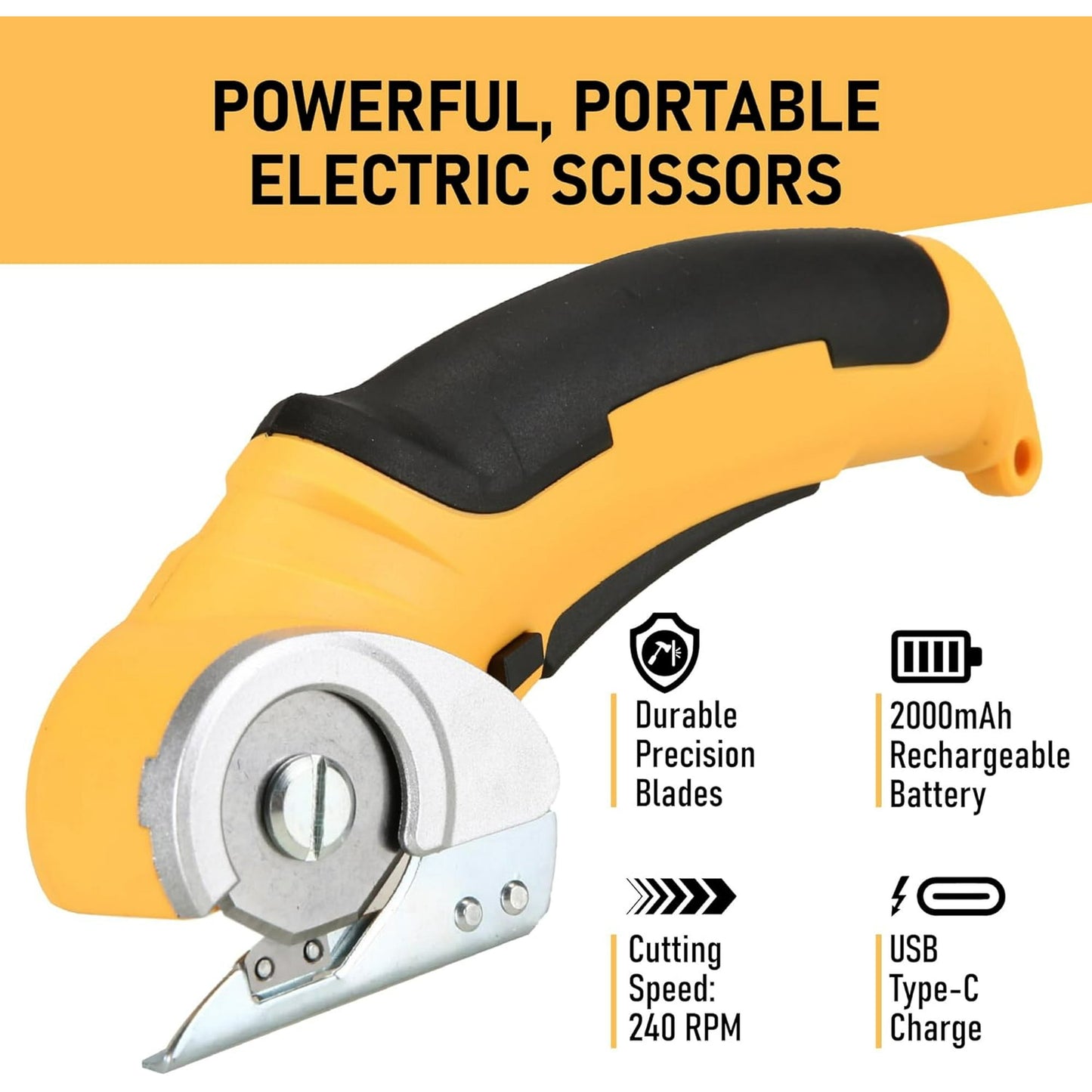 Cordless Electric Box Cardboard Cutter - Rechargeable Power Rotary Blade Cutting Scissor - Heavy Duty Automatic Sewing Scissors Shredder Tool - Chop Carton Boxes Card Board Fabric Carpet Rug Cutters