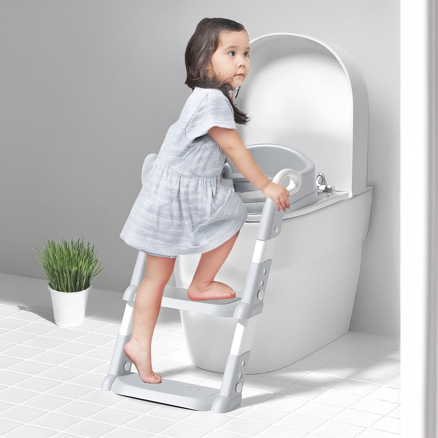 AMBLER 2-in-1 Potty Training Seat with Step Stool Ladder | Anti-Slip | For Boys & Girls Toddlers