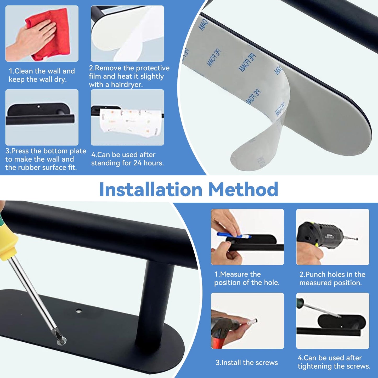 TORIO Wall-Mounted Towel & Paper Towel Holder - Stainless Steel, Easy Install, Space-Saving