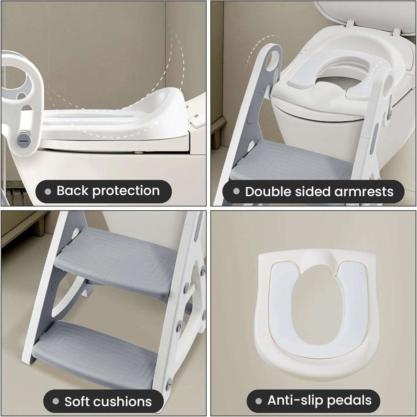 Toddler Toilet Seat with Steps - Adjustable Potty Seat with Steps & Splash Guard