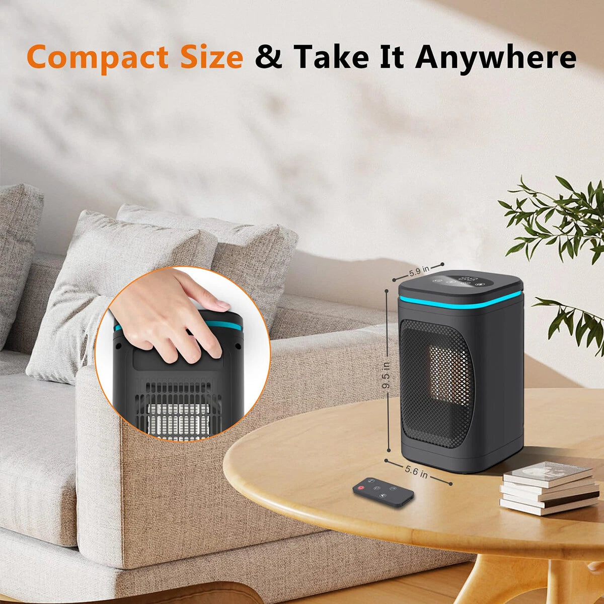 Space Heaters for Indoor Use, Electric Heater with Remote for Bedroom Large Room