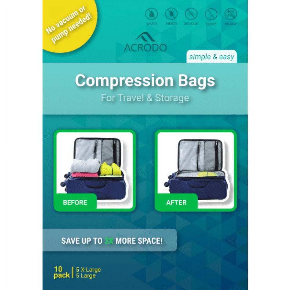 Acrodo Compression Bags Storage and Travel Space Saver Roll-Out Air (10-Pack)