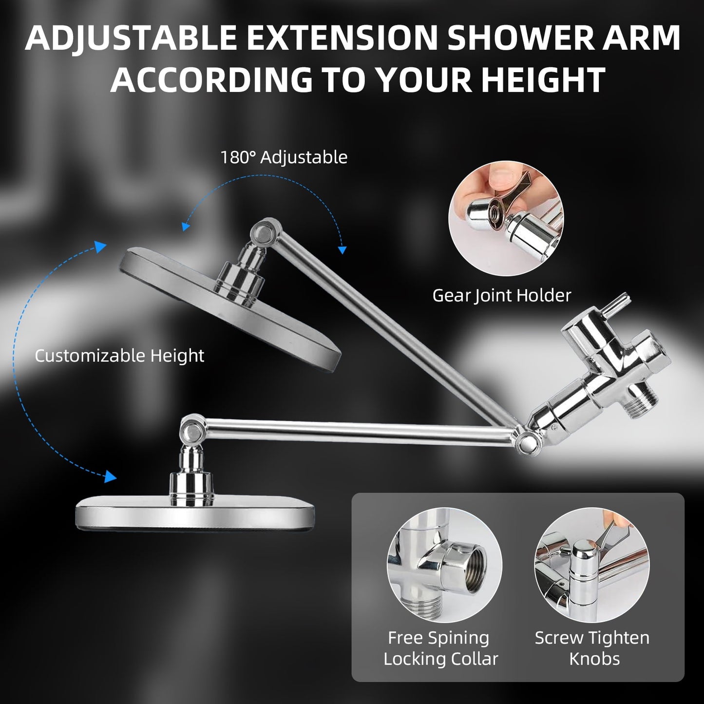 ATUPEN 12" Rain Shower Head, Handheld Spray Combo 6 Settings Adjustable High Pressure Dual Showerhead Silver Chrome