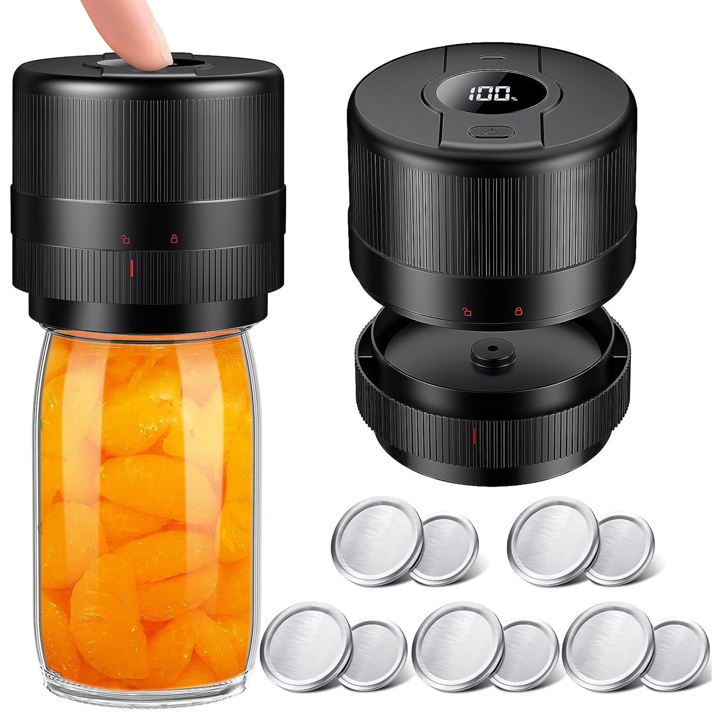 AARTVARK TEES Electric Mason Jar Vacuum Sealer,Fits Wide Mouth and Regular Mouth Mason Jars, Black