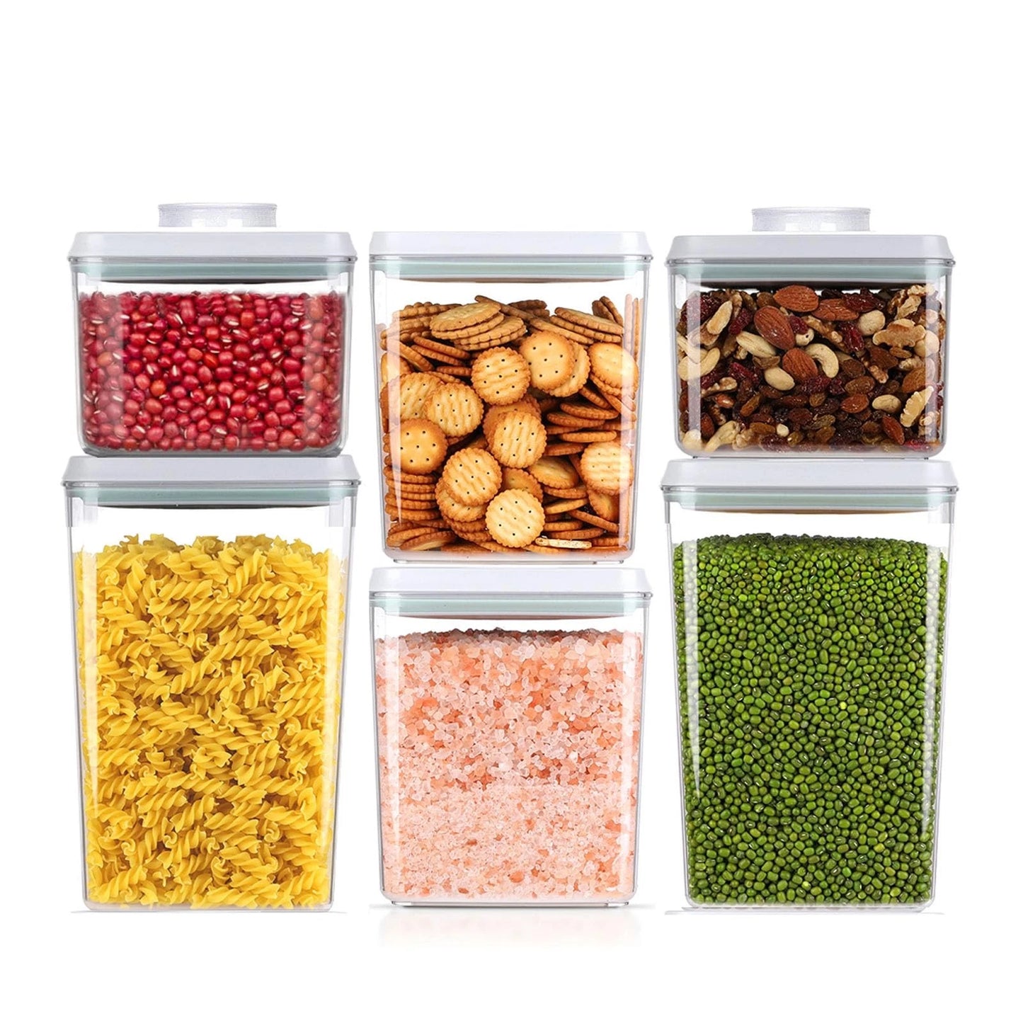 Airtight Food Storage Containers with Lids - 6 PC BPA Free Clear Plastic Cereal Containers with Easy Lock Lids