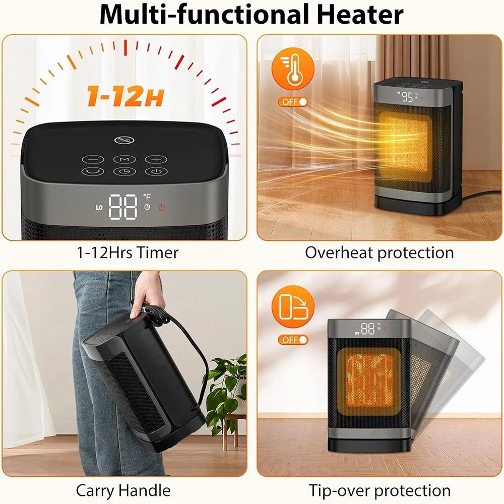 Space Heater for Indoor Use, 2S Fast Heating, Electric Ceramic Heater with Thermostat