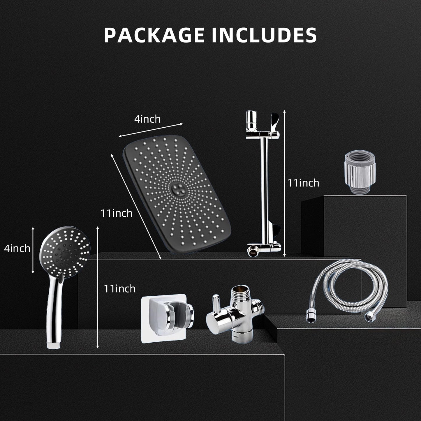 ATUPEN 12" Rain Shower Head, Handheld Spray Combo 6 Settings Adjustable High Pressure Dual Showerhead Silver Chrome