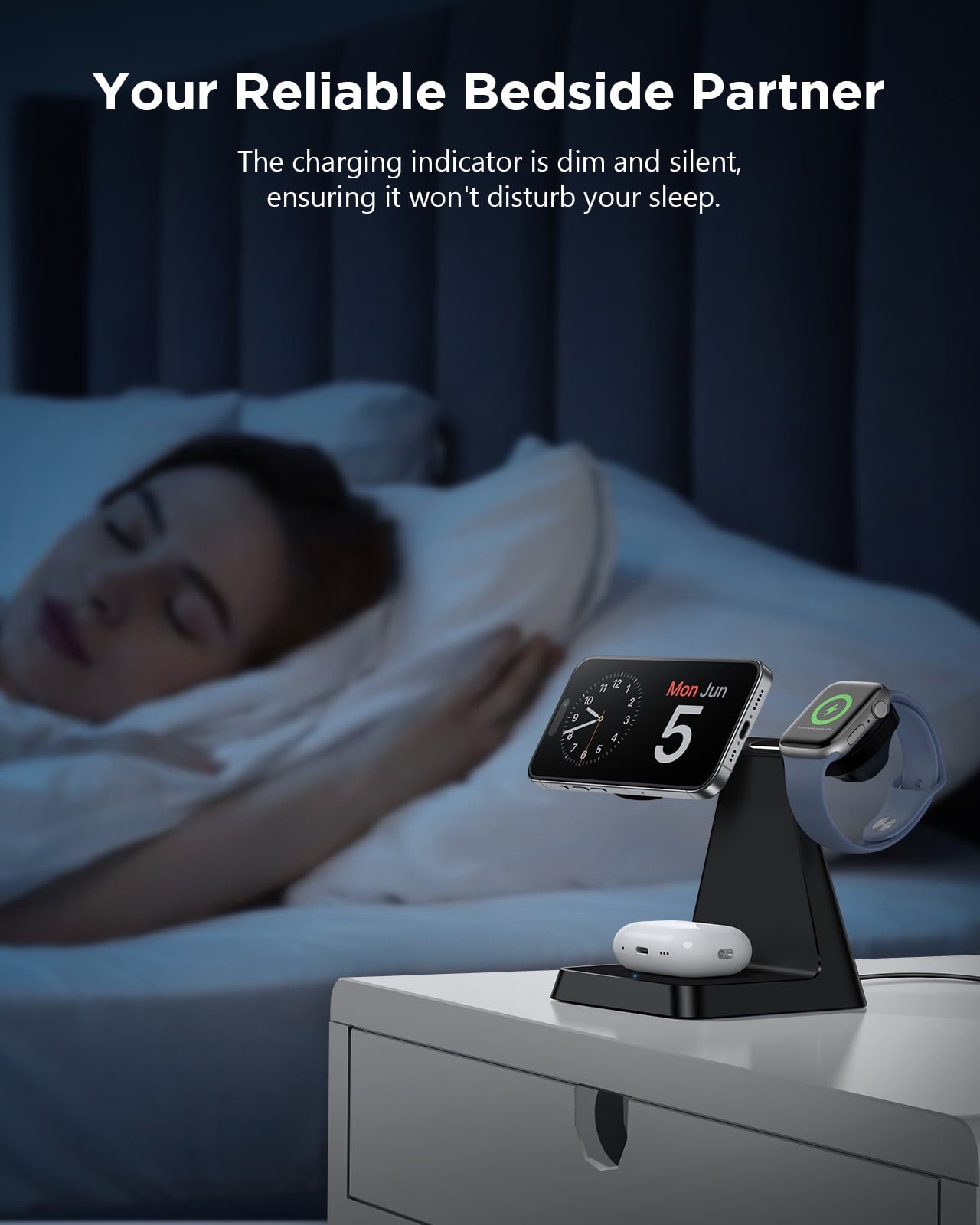 3 in 1 Charging Station for Apple Devices: Wireless Charger compatible for iphone 16 15 14 13 12 Pro/Pro Max/Plus/Mini, Charger Stand for AirPods 2/3/Pro & iWatch