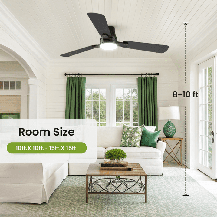 42" Ceiling Fan with Lights and Remote Control, Wood 8 Blades 6-Speed Noiseless Reversible DC Motor, Modern Large Ceiling fan for Kitchen Bedroom Dining Living Room, Black