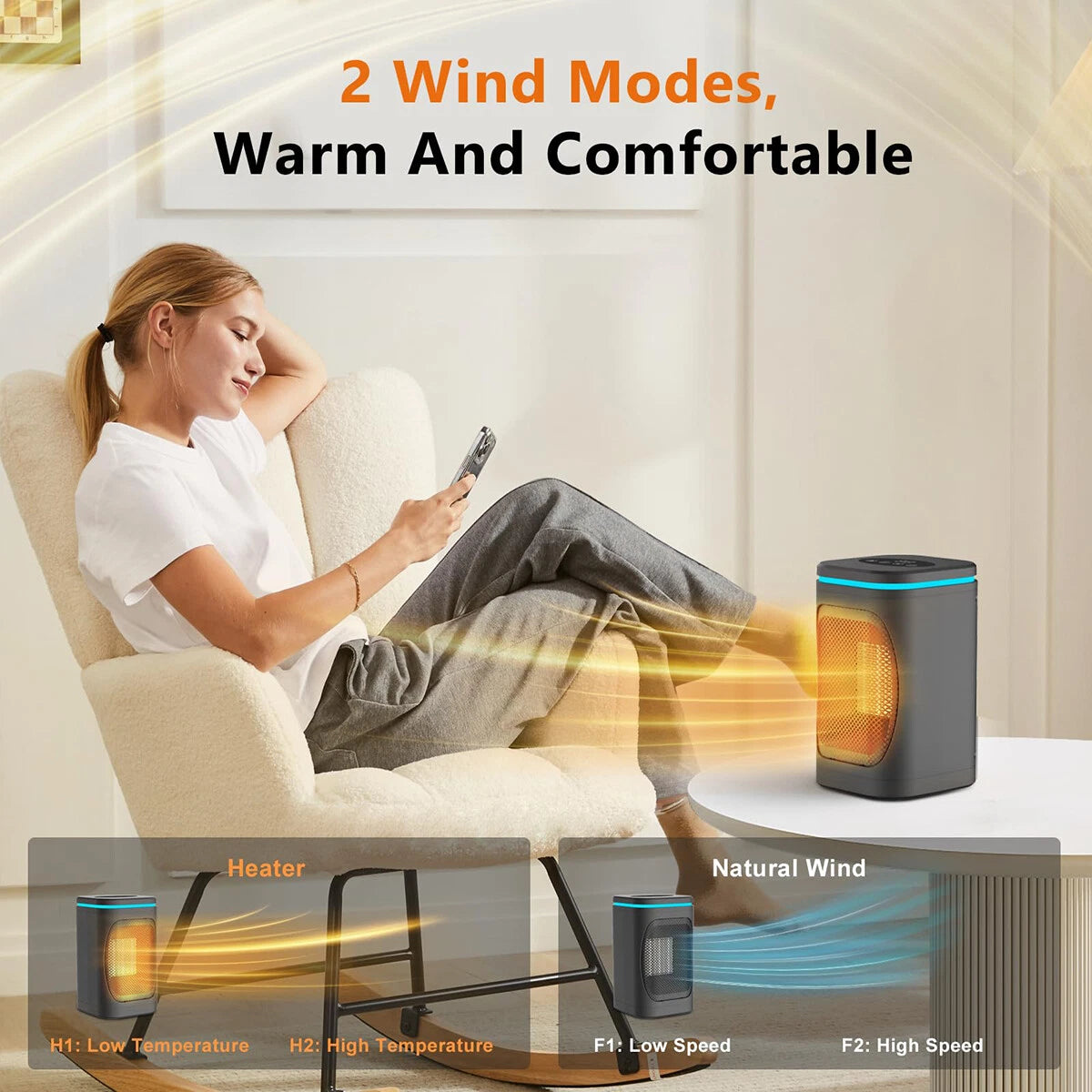 Space Heaters for Indoor Use, Electric Heater with Remote for Bedroom Large Room