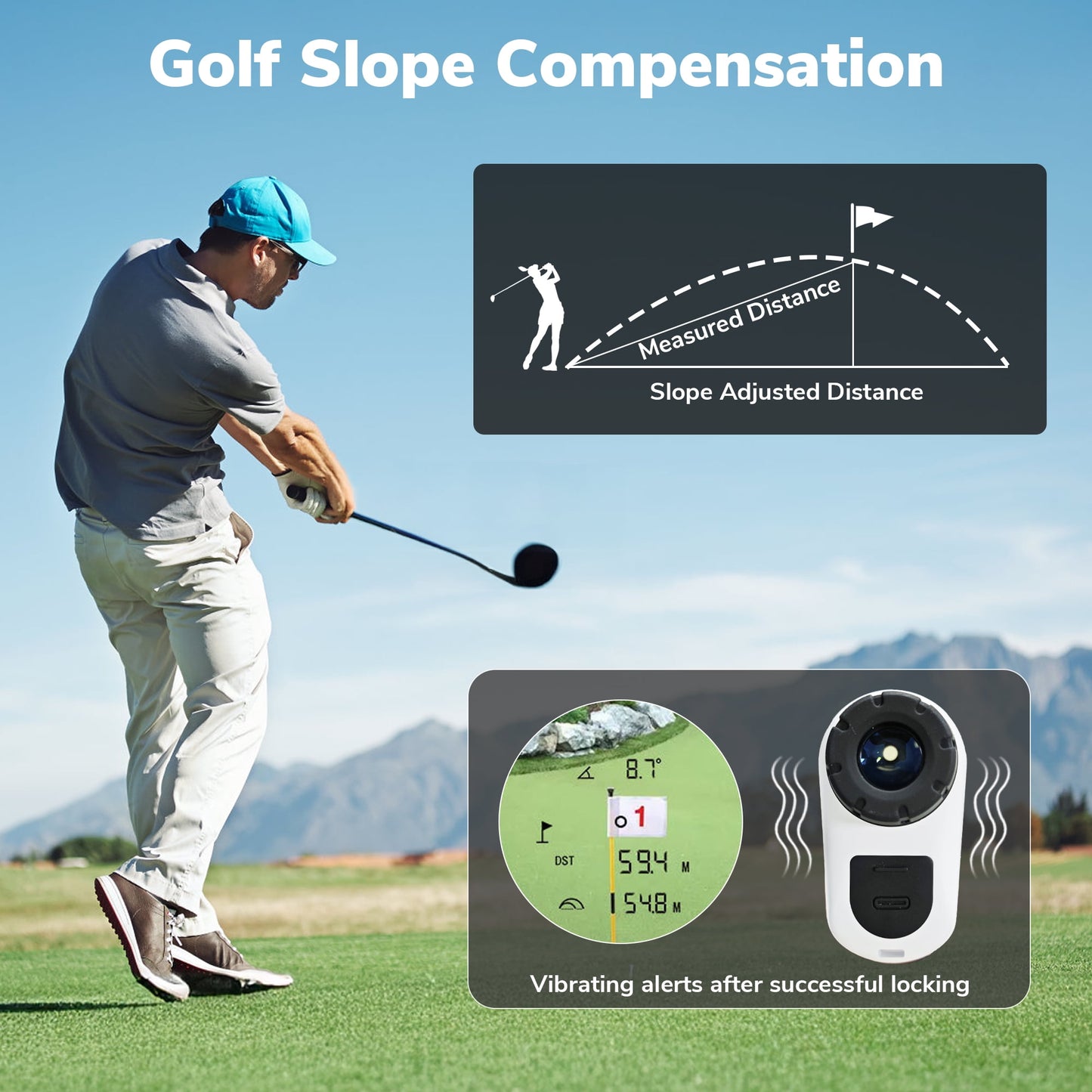 AMBLER Laser Hunting/Golf Rangefinder,7X Magnification Clear View 1200 Yards, Slope Measurement