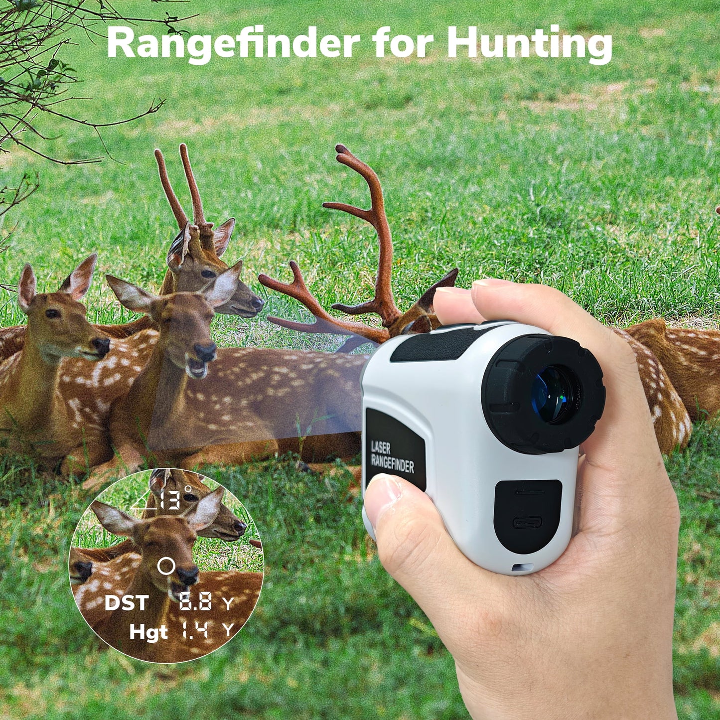 AMBLER Laser Hunting/Golf Rangefinder,7X Magnification Clear View 1200 Yards, Slope Measurement