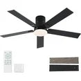 Ceiling Fans with Lights and Remote,Black Flush Mount Ceiling Fan with 5 Blades,3CCT Dimmable LED,6 Speed Reversible DC Motor-Low Profile Modern Ceiling Fan Indoor or Covered Patio