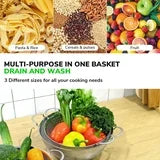 Kailwokk 3 Pcs Steel Strainer Set,Handle Micro-Perforated Colander Strainers for Draining Rinsing Pasta Vegetables Fruits - 3/5/8 Quart