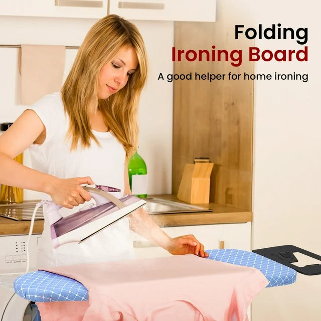 Kailwokk Ironing Board with 43"x 12" Replaceable Cotton Covers with Fibre Pads,Foldable Iron Board with 6 Height Settings for Home Laundry Room