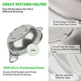 Kailwokk 3 Pcs Steel Strainer Set,Handle Micro-Perforated Colander Strainers for Draining Rinsing Pasta Vegetables Fruits - 3/5/8 Quart