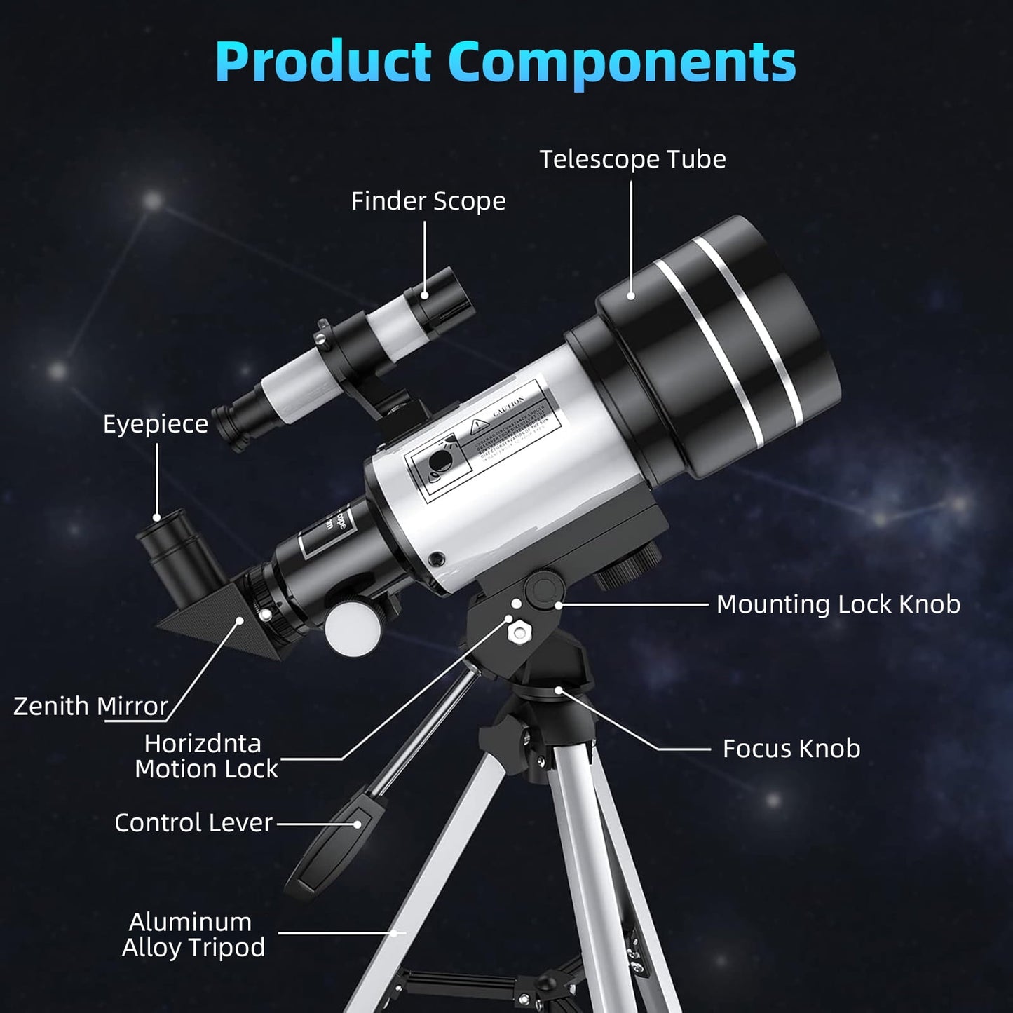 Kailwokk Telescope for Adults & Kids, 70mm Aperture Portable Telescopes with Height Adjustable Tripod & Phone Adapter, Astronomy Beginner Gift