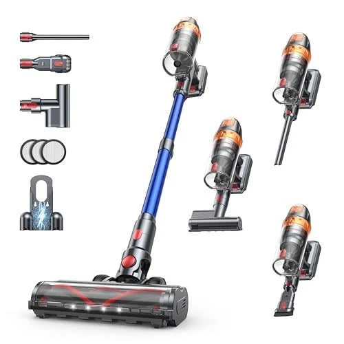 Cordless Vacuum Cleaner, 45KPA/550W Stick Vacuum with LED Screen
