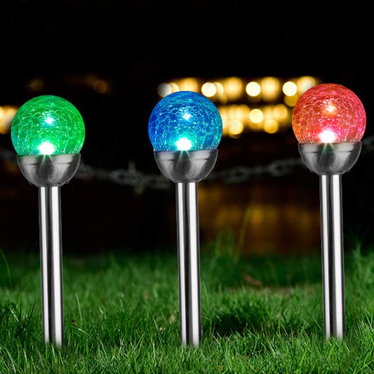FKHouse 3 Pcs Solar Garden Lights Outdoor, Color Changing & White 2 LEDs Lights, Decorative Ball Lights