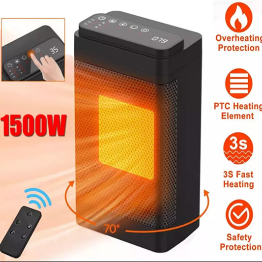 Space Heater Indoor,1500W PTC Electric Desk Heaters with Thermostat