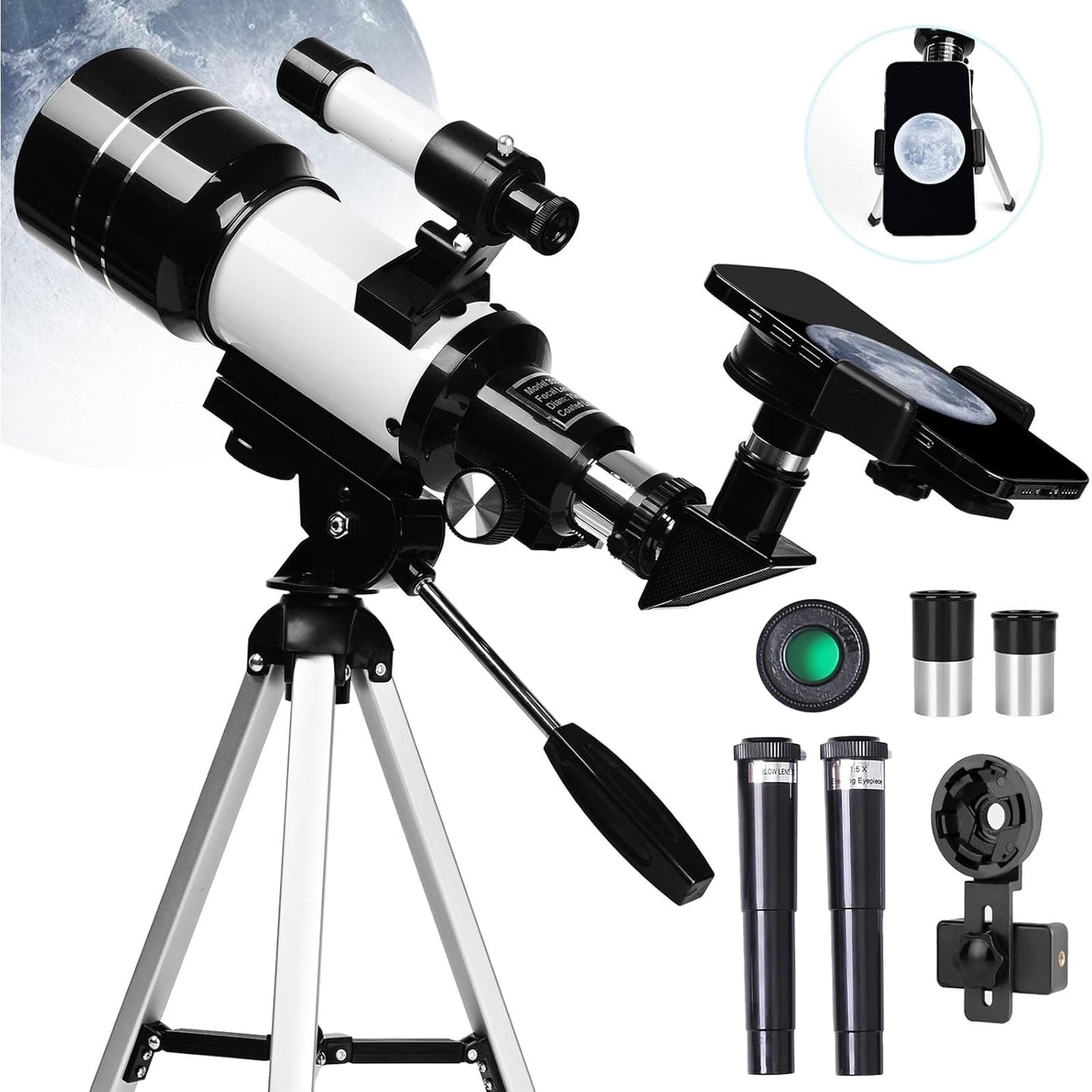 Kailwokk Telescope for Adults & Kids, 70mm Aperture Portable Telescopes with Height Adjustable Tripod & Phone Adapter, Astronomy Beginner Gift