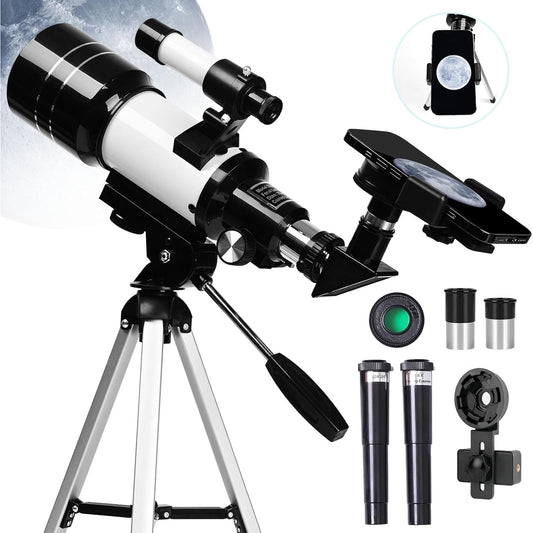 Kailwokk Telescope for Adults & Kids, 70mm Aperture Portable Telescopes with Height Adjustable Tripod & Phone Adapter, Astronomy Beginner Gift