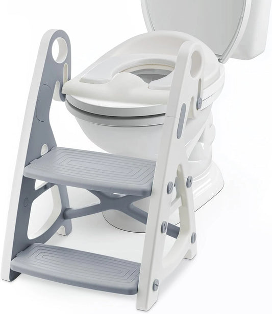 Toddler Toilet Seat with Steps - Adjustable Potty Seat with Steps & Splash Guard