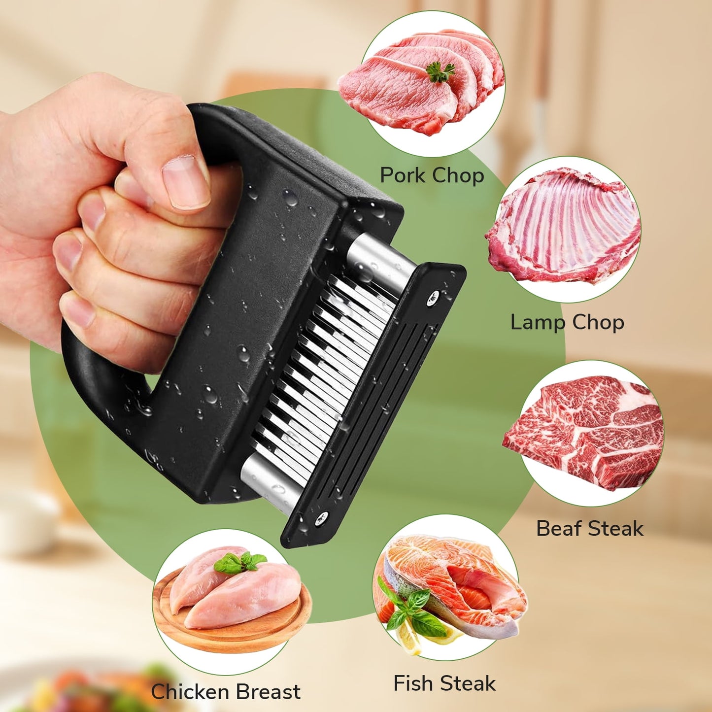 Kailwokk Meat Tenderizer, 48 Stainless Steel Sharp Needle Blade, Cooking Tool for Tenderizing Beef,Turkey,Chicken,Steak,Pork,Fish